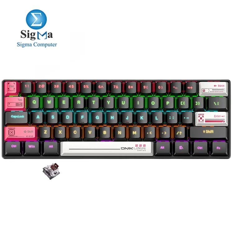 Onikuma G55 60% Rainbow Brown Switches Gaming Mechanical Keyboard