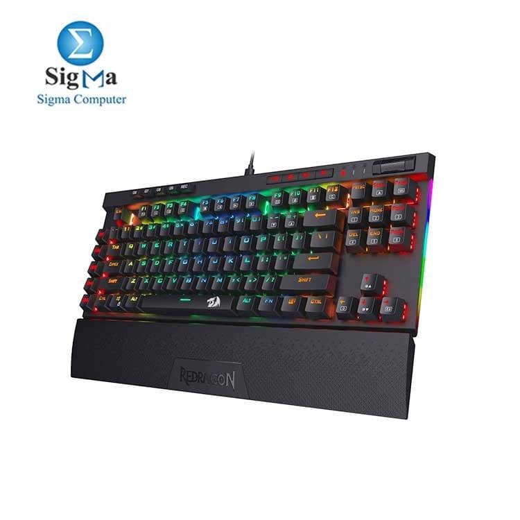 Redragon K587 Magic-Wand 87 Keys Compact RGB Mechanical Gaming Keyboard, Type-C Keyboard  Detachable Wrist Rest, Red Switches
