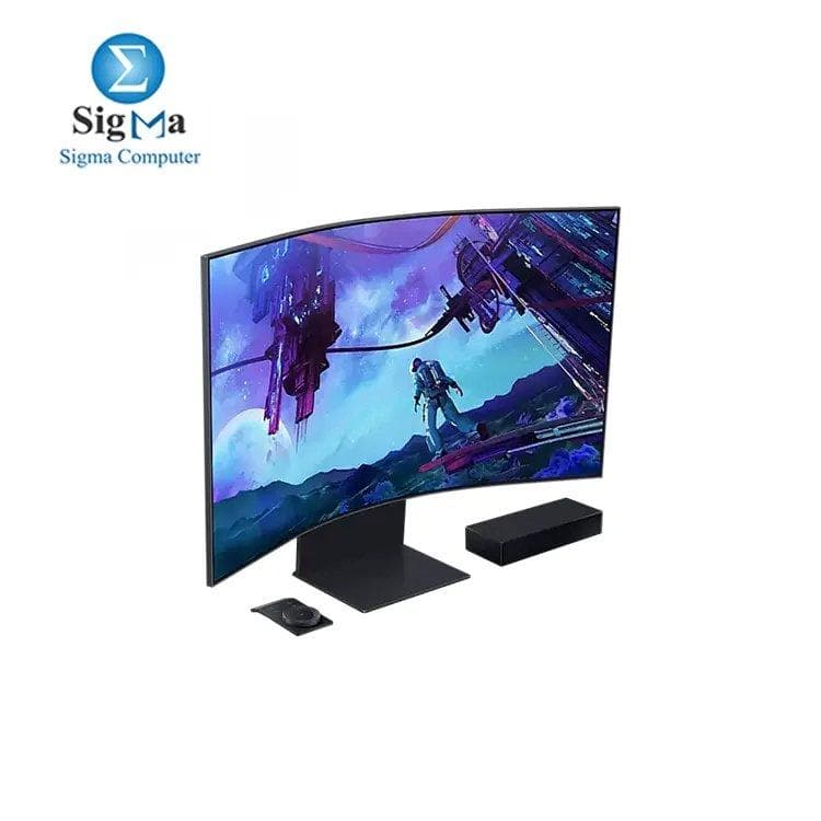 شاشة سامسونج Odyssey Ark الجيل الثاني (LS55CG970NUXEN): 55 بوصة 1000R 4K UHD منحنية Mini-LED، 165Hz، 1ms، عرض متعدد (4 مداخل)، وضع Cockpit، شاشة Flex Move، مفتاح KVM، دولبي أتموس، Gaming Hub