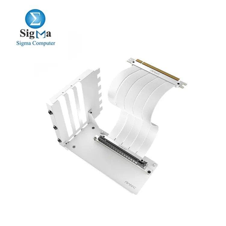 Antec Vertical GPU Mount, PCIE 4.0 Riser Cable High Speed Flexible Extender Card Extension Port 90 Degree 200mm, White (GPU Vertical Mount only Support Full-Break PCIE Expansion Slot) White edition