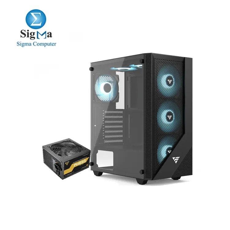 كيسة PHANTOM T400 MESH مقاس ATX بـ 4 مراوح مع مزود طاقة PH650 650W غير معتمد