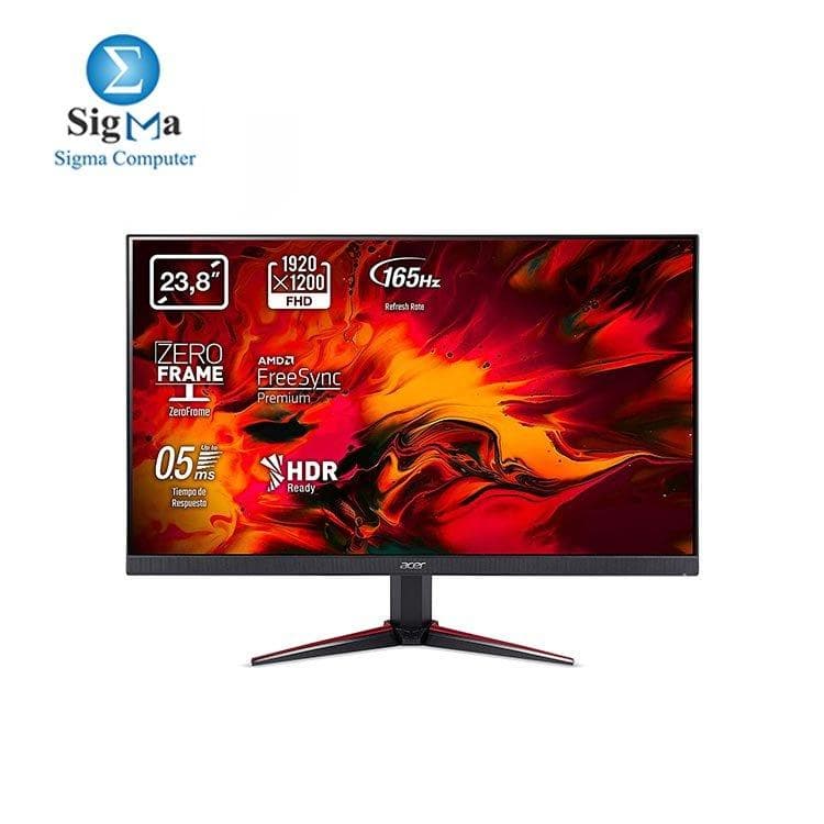 شاشة جيمنج ايسر Nitro VG240YSbmiipx مقاس 23.8 بوصة FHD (لوحة IPS, FreeSync, 165Hz, 0.5ms, DP, HDMI, أسود)
