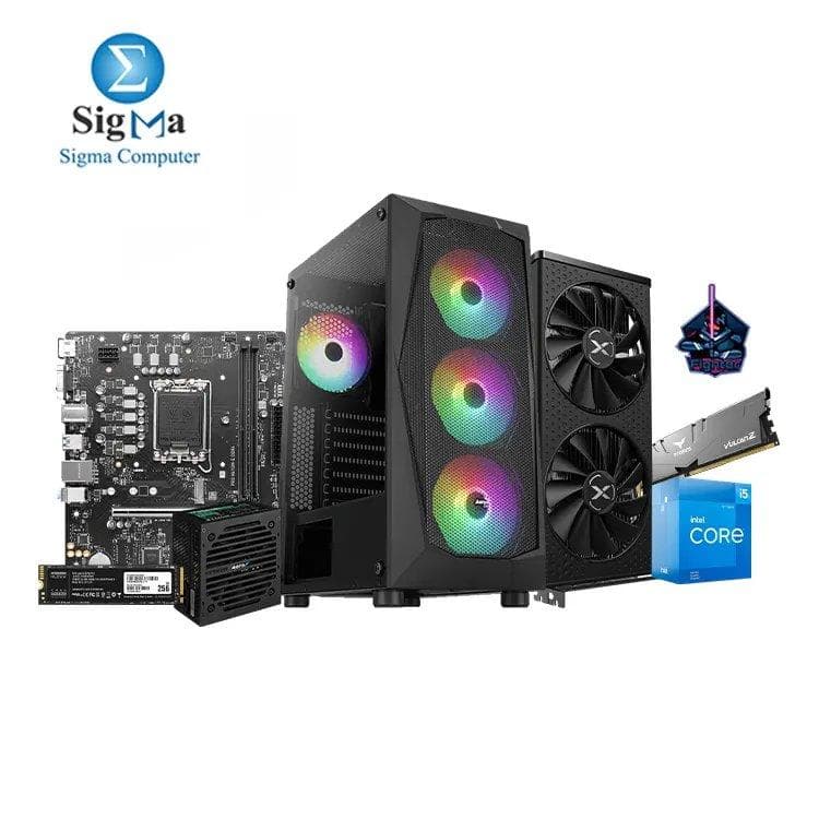 تجميعة FIGHTER 12400F 6650XT مع لوحة أم ام اس اي H610M-E DDR4، معالج انتل Core i5-12400F، رام Vulcan Z 8GB 3200MHz، كرت شاشة XFX RX 6650XT 8GB، هارد KLEVV CRAS C710 256GB، كيسة Aerocool FALCON ARGB مع باور VX PLUS 600