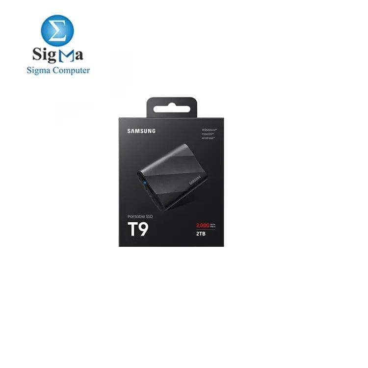 Samsung Portable SSD T9 2TB – Up to 2,000 MB/s, USB 3.2 Gen 2x2, drop-resistant (9.8 ft), AES 256-bit encryption, Windows/macOS/Android compatible, 3-year warranty