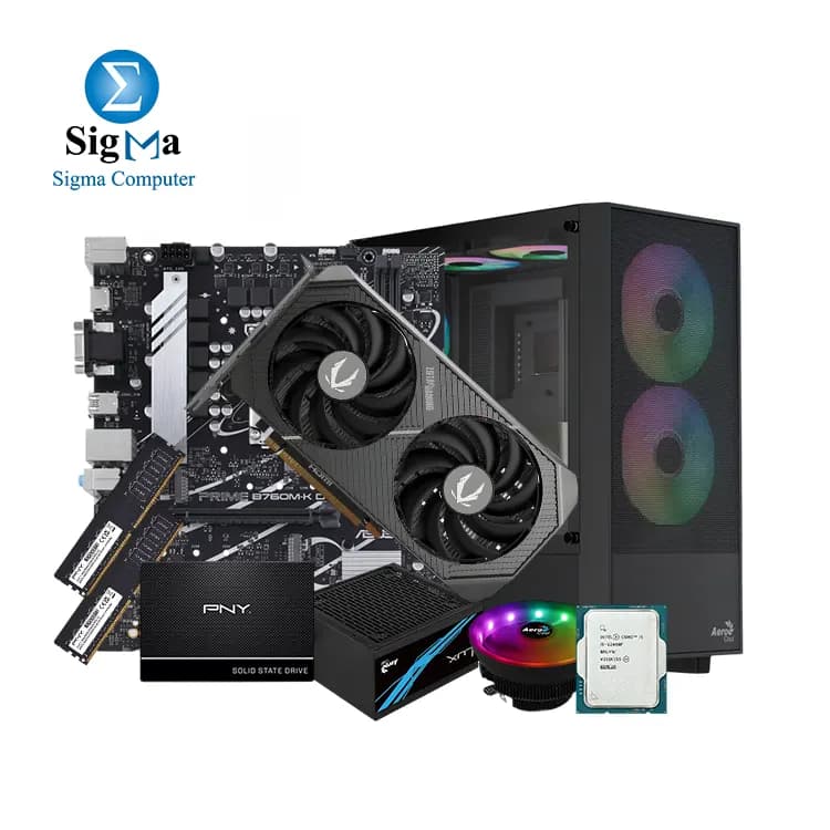 Fighter A61 Intel Core i5-12400F Tray - Aerocool Core plus ARGB CPU Cooler - ASUS INTEL PRIME B760M-K D4 - ZOTAC RTX 5050 TWIN EDGE 8G - PNY 16GB DDR4 3200MHz - PNY CS900 500GB 2.5" SATA - AeroCool B508A Flow Mid Tower+LUX 550W 80Plus Bronze PSU