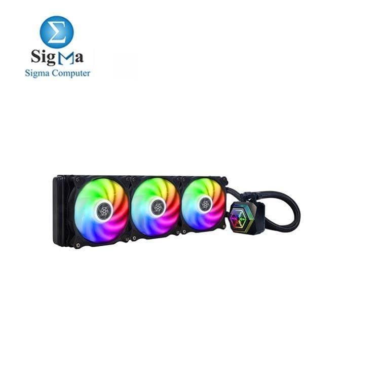 مبرد مائي Silverstone-SST-PF360-ARGB-V2-Silverstone 3fan ARGB هو سلسلة تبريد مائي شاملة RGB