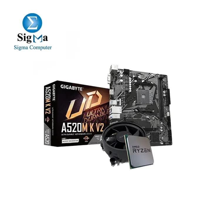 AMD-RYZEN 3-4100 TRAY+FAN with GIGABYTE A520M K V2 Socket AM4 Motherboard