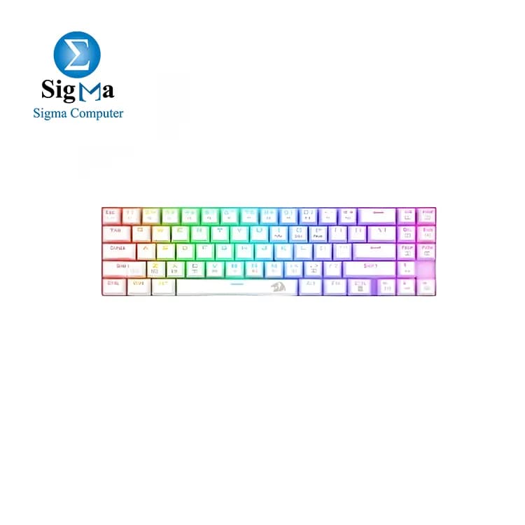 كيبورد جيمنج ميكانيكال ريدراجون DEIMOS K599-WRS – TKL 2.4G + سلكي RGB (سويتش أحمر) – أبيض