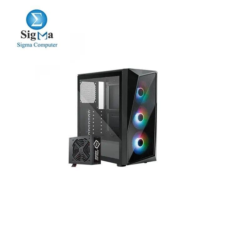كيسة كولر ماستر CMP 520 ARGB ATX Mid-Tower - 3 مراوح 120mm ARGB، واجهة Mesh Geode، خيارات تبريد متعددة، طلاء أسود كامل، غطاء مزود طاقة جيد التهوية + مزود طاقة Elite NEX N600