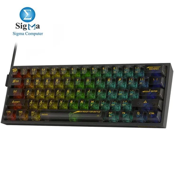 ريدراجون FIZZ K617CT كيبورد ميكانيكي شفاف RGB 60% قابل للتعديل - أسود
