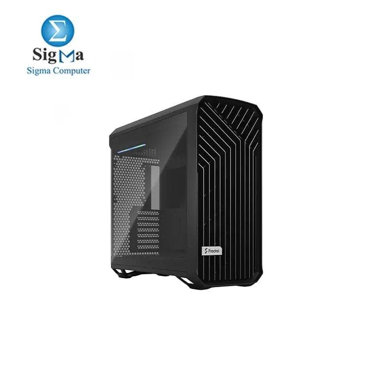 كيسة Fractal Design Torrent لون أسود - لوح جانبي زجاج مقوى - تهوية قصوى - 2 مروحة 180mm و 3 مراوح 140mm - منفذ Type C - كيسة جيمنج ATX Mid Tower