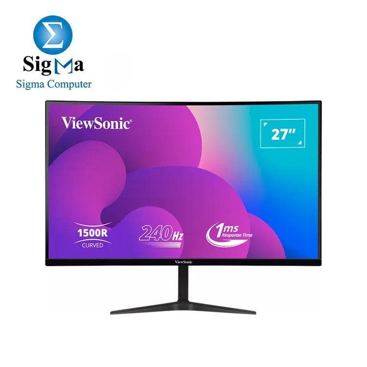 شاشة جيمنج فيوسونيك VX2719 مقاس 27 بوصة دقة 1920x1080 تردد 240Hz نوع VA زمن استجابة 1ms منحنية – سماعات