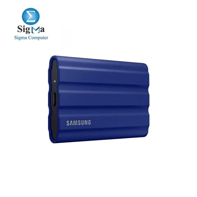 Samsung Portable SSD T7 Shield 1TB (Blue) – USB 3.2 Gen 2, up to 1,050MB/s read, 1,000MB/s write, AES 256-bit encryption, IP65 water/dust resistant, 3m drop resistance, 98g, 3-year warranty