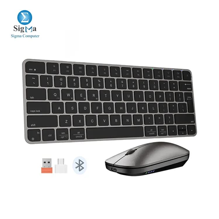 كومبو كيبورد وماوس MEETION Ikey C210 نحيف بأربعة أوضاع - رمادي وأسود