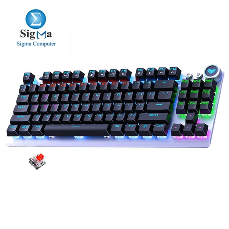 AULA F3001 TKL Mechanical Gaming Keyboard，2.4G/BT5.0/Wired，Wireless 87 Keys Rainbow LED Backlit Tenkeyless Bluetooth Keyboard with Red Switch