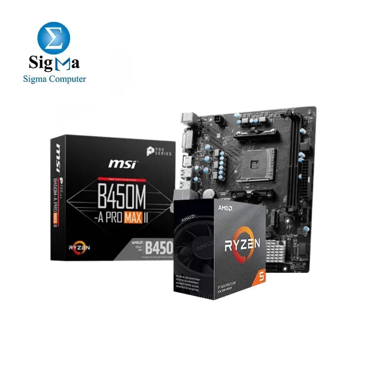 باندل لوحة أم ام اس اي AMD B450M-A PRO-MAX II مع معالج AMD Ryzen 5 3600