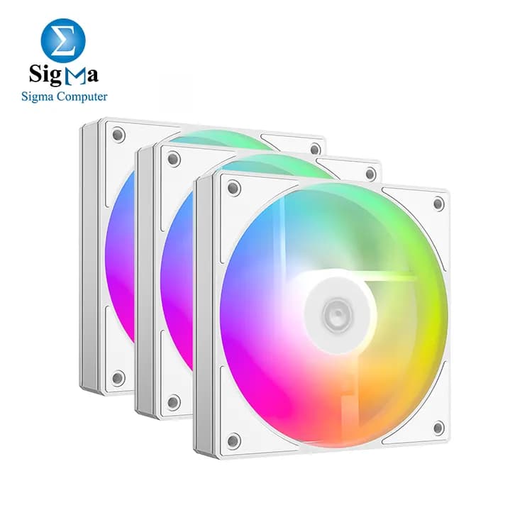 ID-COOLING AS-120 ARGB-W TRIO ARGB PWM Durable Hydraulic Bearing White 3 Fans
