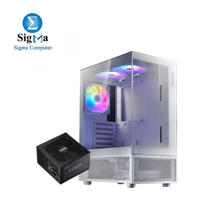 كيسة XPG INVADER X MINI كومباكت ميد تاور أبيض + باور سبلاي Kyber 750w 80+ Gold ATX3.1 أسود