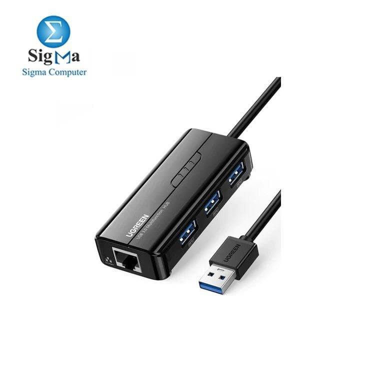 يو جرين 20265 محول إيثرنت USB 3.0 جيجابت مع موزع 3 منافذ USB 3.0