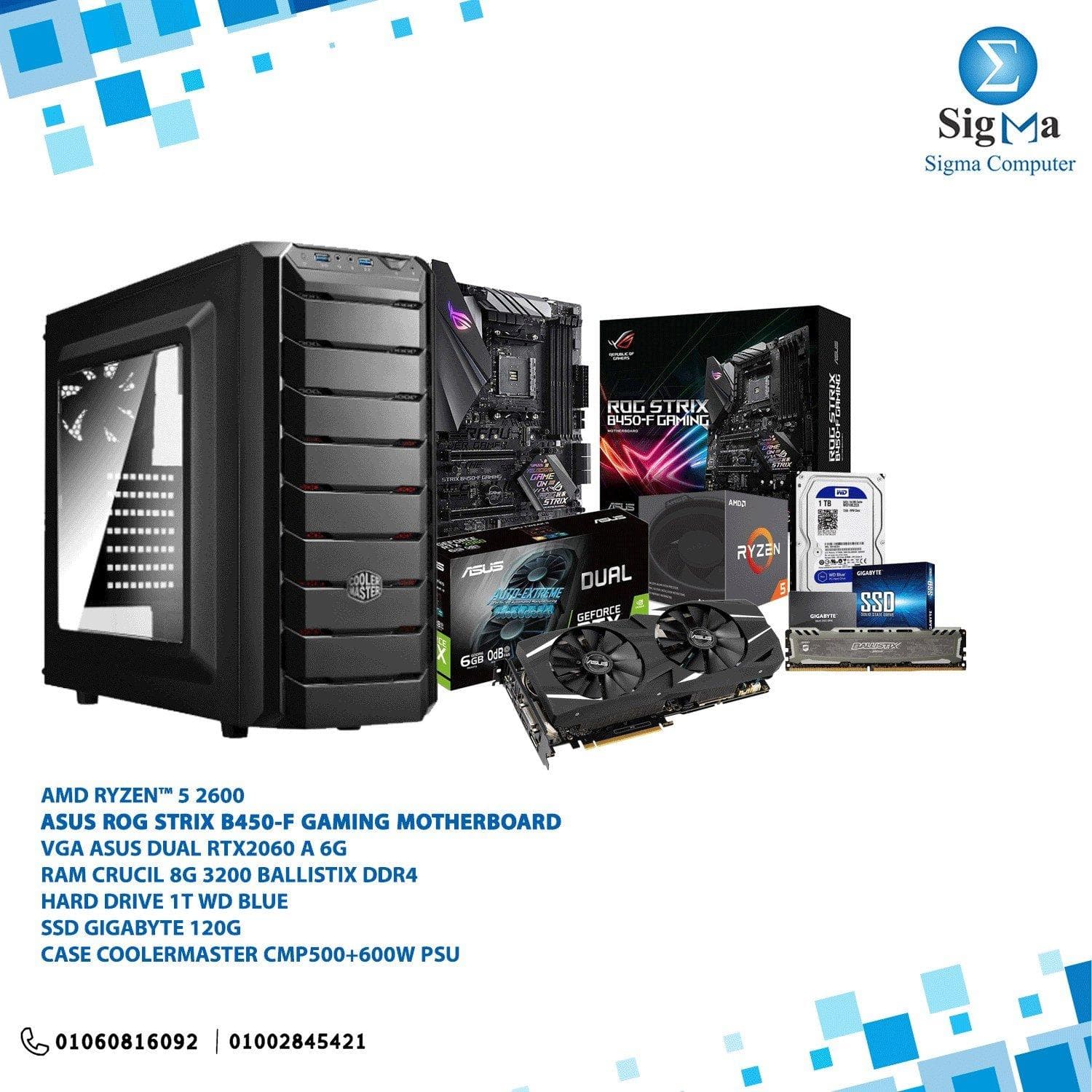 باندل معالج RYZEN 2600 مع كرت شاشة 2060 اسوس رام 8G