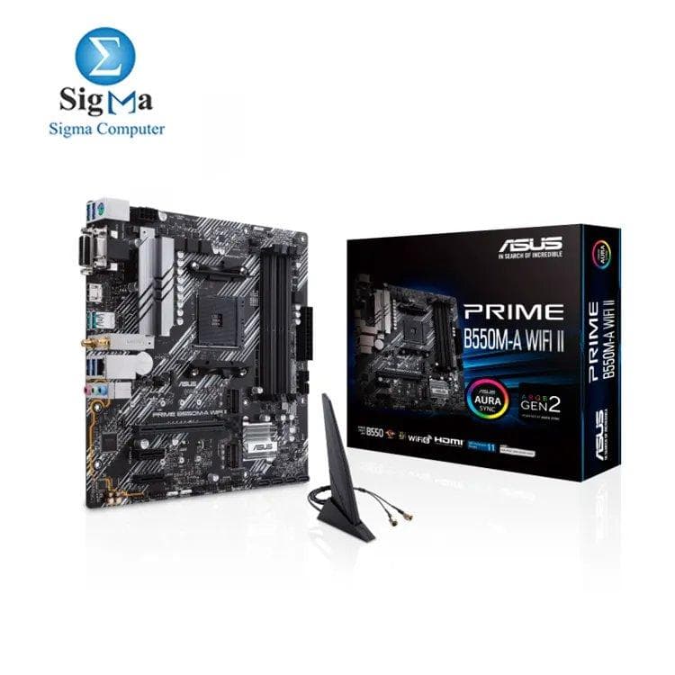 ASUS Prime B550M-A WiFi II AMD Micro ATX Motherboard with PCIe 4.0, WiFi 6, ECC Memory, HDMI 2.1, RGB Header