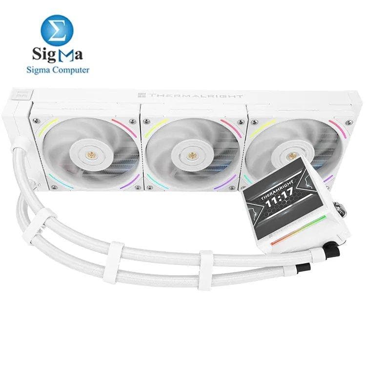 Thermalright Hyper Vision 360 ARGB WHITE – 3x120mm fans, 6400 RPM pump, aluminum 403mm radiator, S-FDB V2 bearing, 5V ARGB, PWM