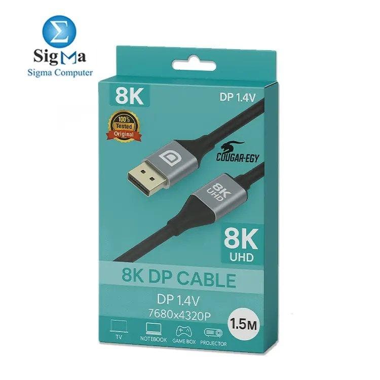 كابل DisplayPort 1.4 موديل COUGAR-EGY 8K03 – طول 1.5 متر، دقة 8K @ 60 Hz، سرعة 32.4 Gbps