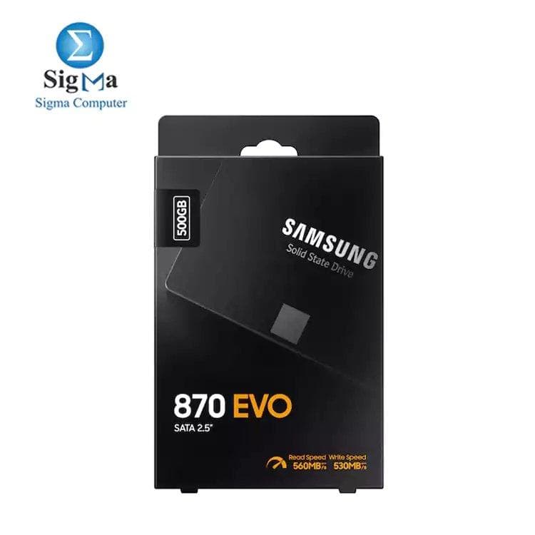 سامسونج 870 EVO سعة 500GB هارد SSD داخلي SATA III مقاس 2.5 بوصة NAND-TLC-DRAM سرعة تصل إلى 560/530 MB/s