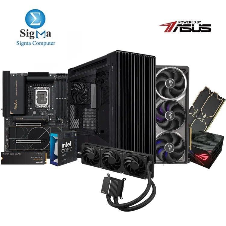 تجميعة Powered By اسوس -07- اسوس ProArt Z890-CREATOR WIFI - انتل Core Ultra 9 285K - Lexar 2x16GB 6000MHz - اسوس RTX 5090 32GB - ويسترن ديجيتال BLACK SN850X 2TB - اسوس ROG THOR 1200W PSU 80+Platinum - اسوس ProArt LC 360 - اسوس PROART PA602