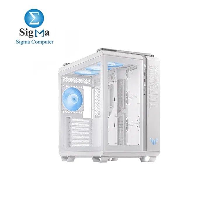 كيسة اسوس TUF GT502 PLUS إصدار أبيض زجاج مقوى ATX Mid-Tower مع 4 مراوح RGB مثبتة مسبقاً
