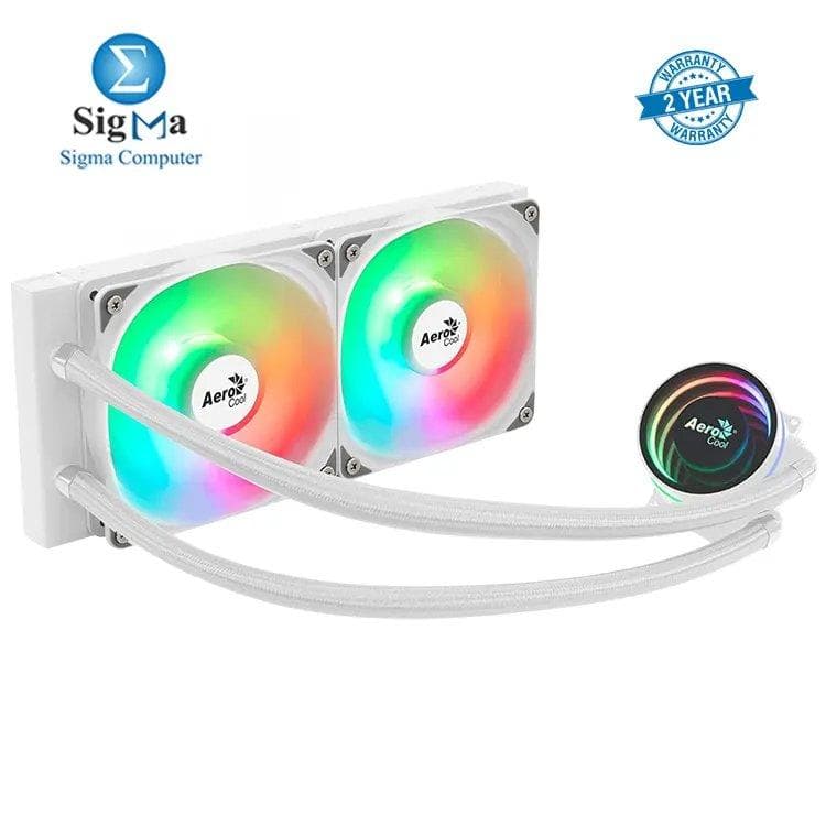 AeroCool Oasis L240 ARGB AIO Liquid CPU Cooler, TDP 280W, 240mm Radiator, Mirage Design with ARGB Lighting, 2x120mm ARGB Fans, Intel LGA 1700, 1200, 115X, 1851, 1366, AMD AM5/AM4 Sockets - White