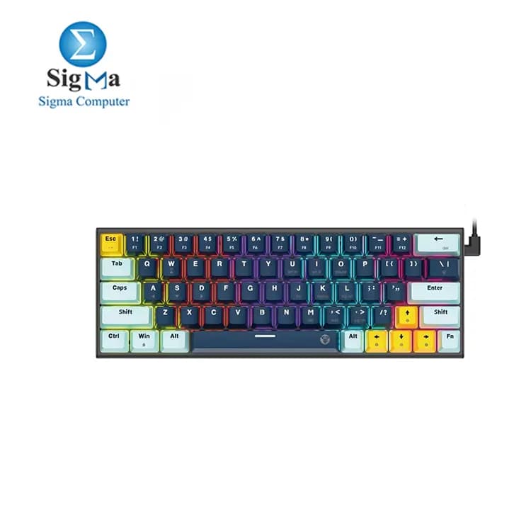 كيبورد جيمنج ميكانيكال فانتيش ATOM63 MK874V2 ازرق كحلي سويتش احمر