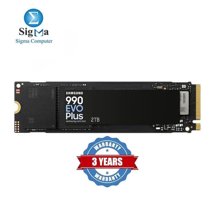 سامسونج 990 EVO Plus 2TB, PCIe 4.0 x4 / 5.0 x2 NVMe, M.2 (2280), 7,250/6,300 MB/s, 1,000K/1,350K IOPS, V-NAND TLC, AES 256-bit, 1,200 TBW, ضمان 3 سنوات