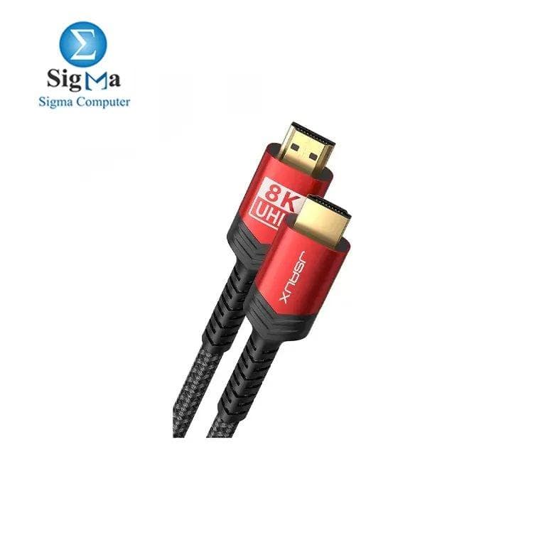 JSAUX-( CV0011) 8K HDMI Cable 2.1 3m, 48Gbps 8K & 4K Ultra High Speed HDMI Braided Cord with Laptop Monitor UHD TV PS5 PS4 Dolby -Red(1 Pack)