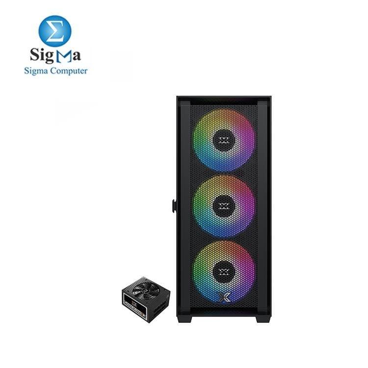 كيسة كمبيوتر Xigmatek Anubis Pro Mesh بـ 4 مراوح (3 × 140 مم + 1 × 120 مم خلفية) مع مزود طاقة Hydra بقدرة 750W 80 BRONZE