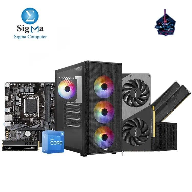 Fighter I5 12400F 4060 8GB -330- جيجابايت H610M-K - انتل Core i5-12400F - KLEVV 2x8GB 3600MHz - Inno3D RTX4060 8GB - Lexar NM620 256GB - Aerocool Designer ARGB و LUX 550W 80+PLUS BRONZE Psu