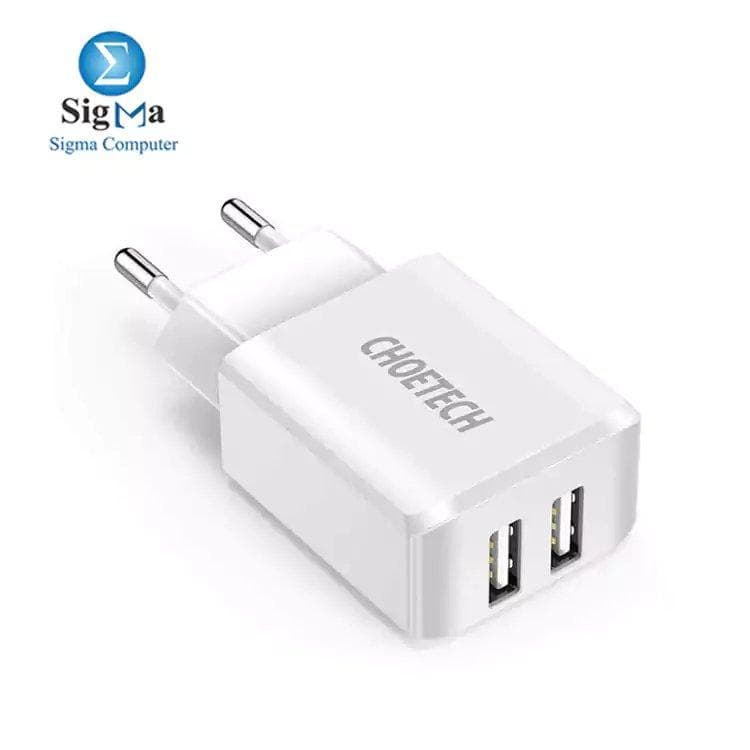 CHOETECH Charger USB Fast Charging 2 Port 2A EU Plug - C0030EU-WH