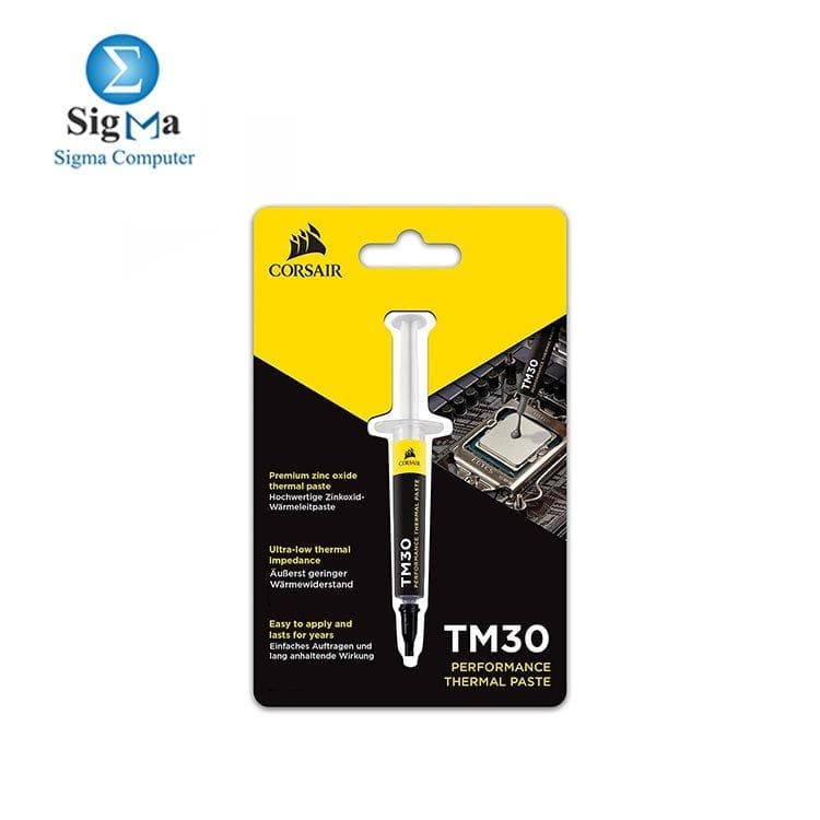 CORSAIR TM30 thermal paste is a premium zinc oxide, non-conductive compound with low viscosity for efficient, long-lasting CPU/GPU cooling.