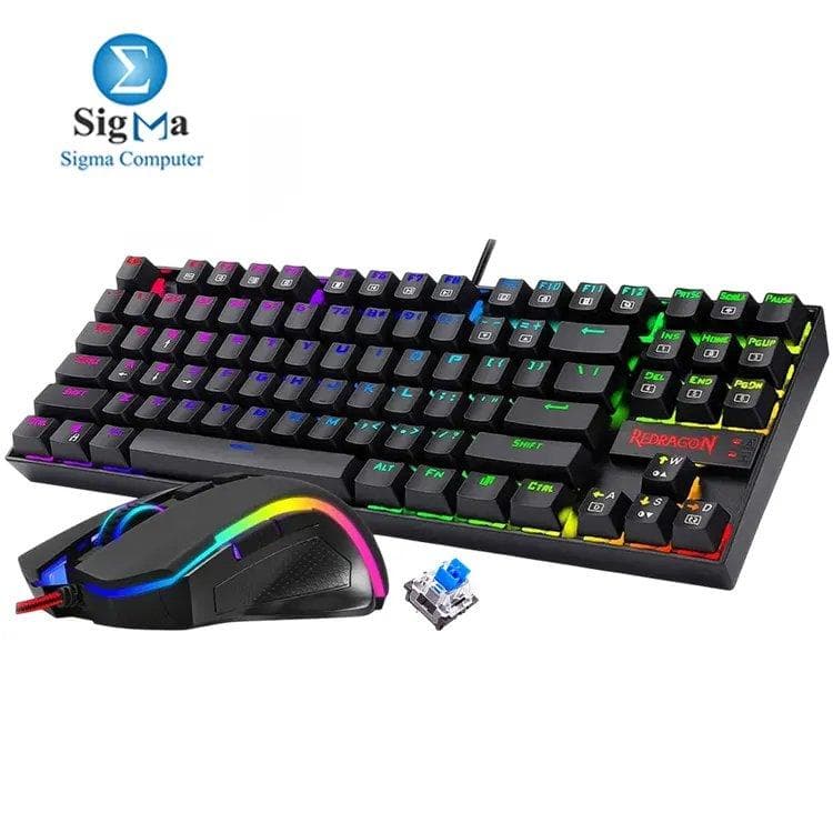 Redragon K552 RGB-BA Gaming Mechanical Keyboard And Mouse Combo (K552 RGB / Blue Switch + M607 / 7200 DPI) -Black