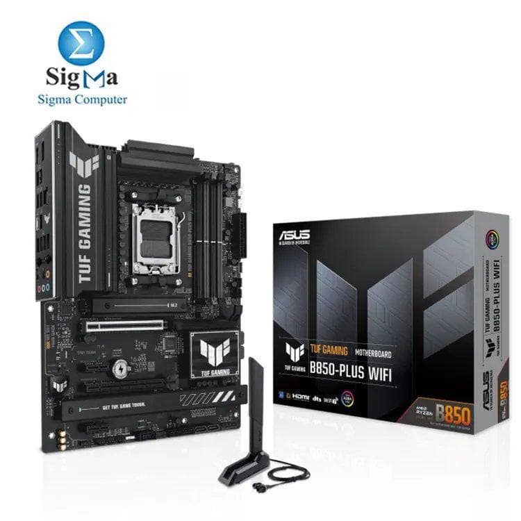 ASUS TUF GAMING B850-PLUS WIFI: AMD B850, AM5, DDR5 256GB 8000+MT/s, PCIe 5.0 x16, 3x M.2, 4x SATA, Wi-Fi 7, 2.5Gb LAN, USB-C 20Gbps, Realtek ALC1220P Audio