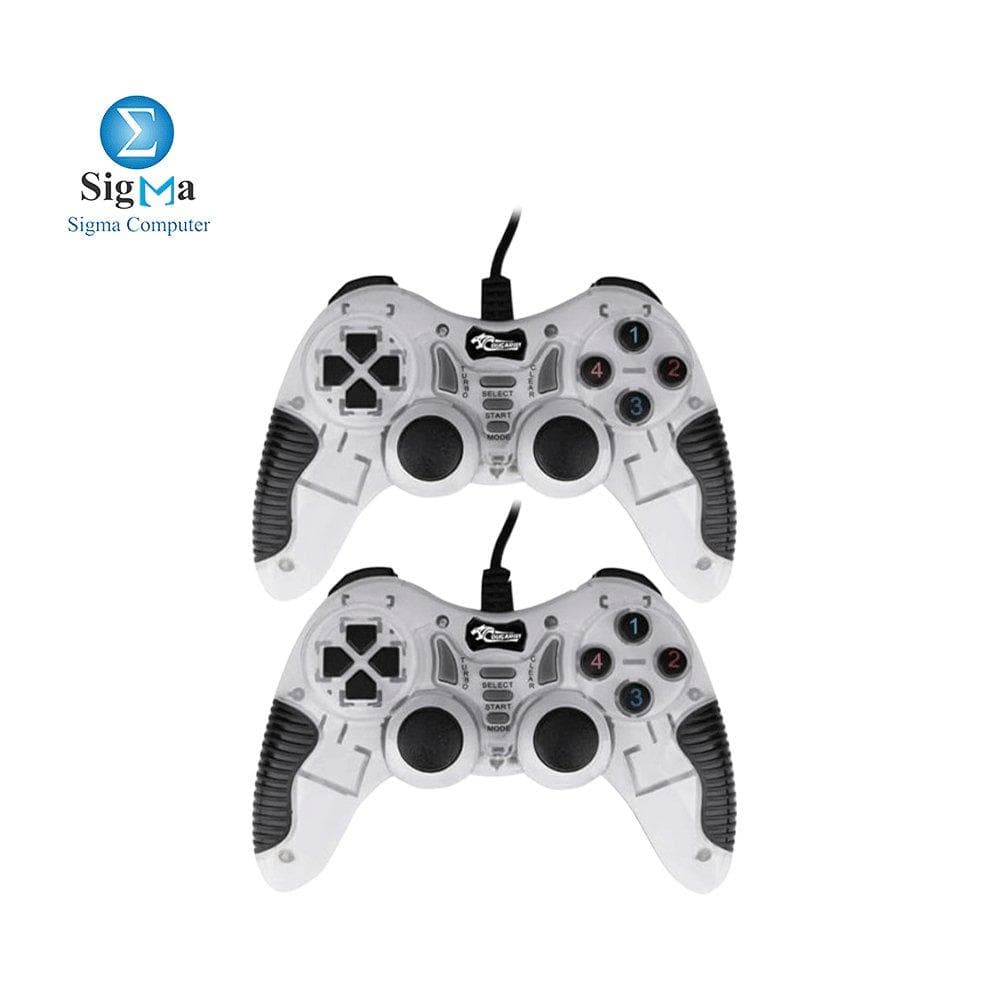 COUGAR-EGY 9012 USB Wired Double Gamepad Turbo Controller with Vibration Function For PC or Laptop, 1.5 Meter - White