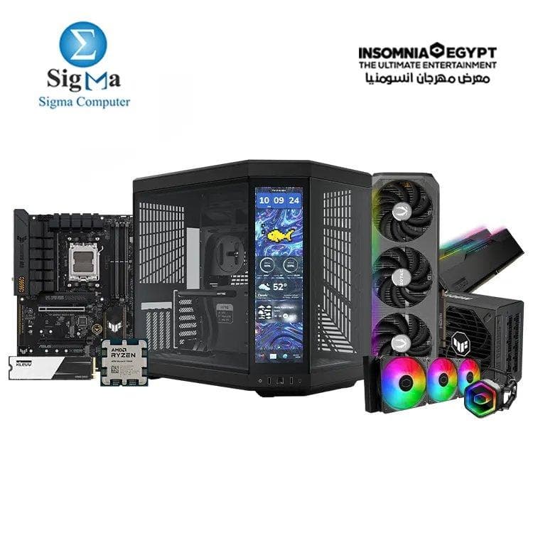 تجميعة INSOMNIA -1- اسوس TUF GAMING B650-E WIFI - معالج AMD RYZEN 9-7900X - رام KLEVV 2x16GB 7600MHz - هارد KLEVV C910 500GB - كرت شاشة ZOTAC RTX 5080 16GB - مبرد Cooler Master MasterLiquid 360 Core II - باور سبلاي اسوس TUF Gaming 1200W Gold - كيسة HYTE Y70 Touch Infinite