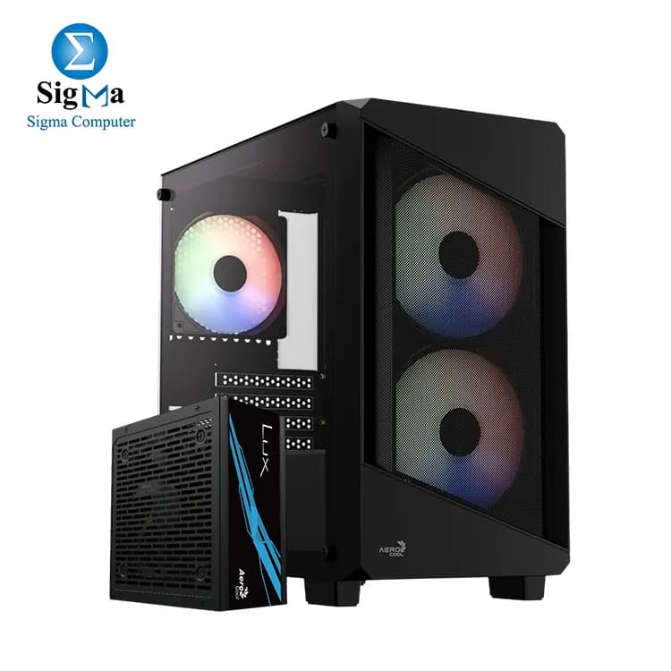 كيسة ايروكول B312F Flow ARGB مع 3 مراوح - أسود + باور سبلاي LUX 550W 80 Plus Bronze