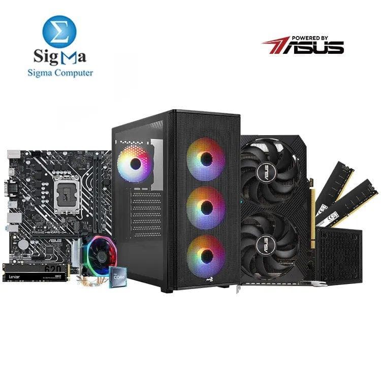 تجميعة Powered By اسوس -03- اسوس H610M-D D4 - انتل Core i5 12400F TRAY - Lexar 2x8GB 3200MHz - اسوس RTX 3060 12GB - Lexar NM620 256GB - Aerocool Designer ARGB And LUX 550W 80+PLUS BRONZE