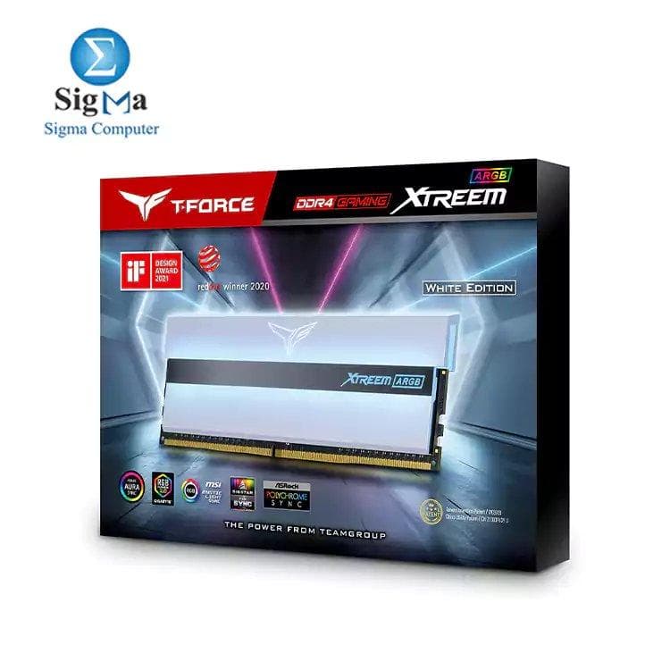 TEAM XTREEM 64GB (2x32GB) 3600mhz  ARGB WHITE EDITION DDR4 DESKTOP MEMORY