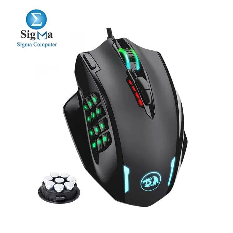 ماوس جيمنج ريدراجون M908 Impact MMO، إضاءة RGB