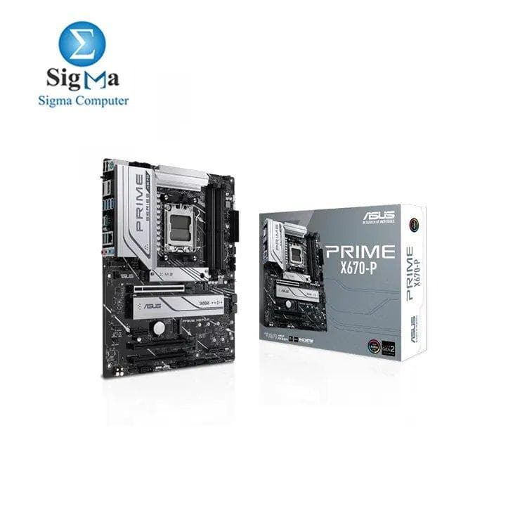 لوحة أم اسوس Prime X670-P سوكيت AM5 (LGA 1718) رايزن 7000 ATX (DDR5، 3xM.2، USB 3.2 Gen 2x2 Type-C، مخرج USB4، و 2.5Gb Ethernet)