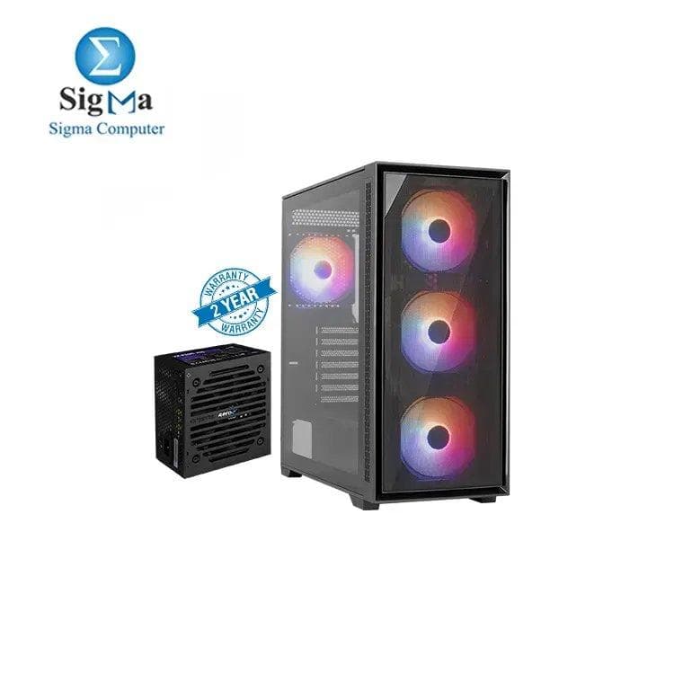 Aerocool GEOFLOW ARGB MID TOWER PC CASE + VX PLUS 750 POWER SUPPLY