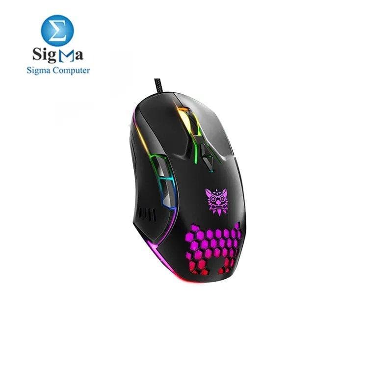 ONIKUMA CW902 Wired gaming mouse with 3600 DPI, RGB lighting, 7 programmable buttons, ergonomic lightweight design, and high-precision optical sensor.