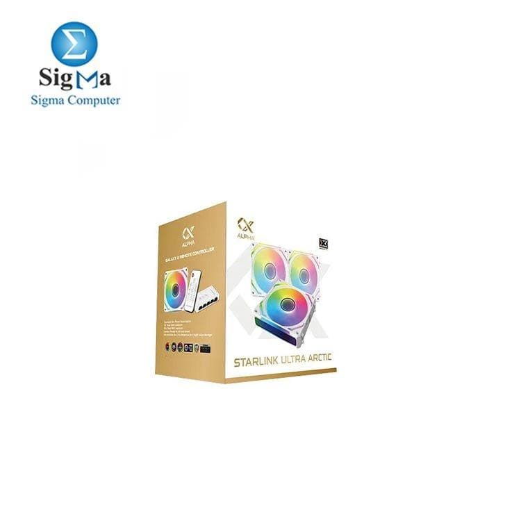 مروحة XIGMATEK STARLINK ULTRA ARCTIC ARGB 3 مراوح مع وحدة تحكم
